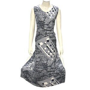 CCC Sleeveless A Line Gray Abstract Art Print Maxi Dress With Keyhole Back Small